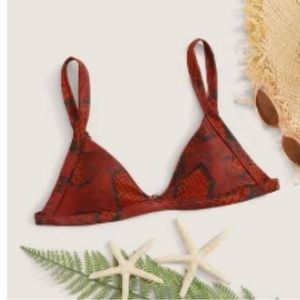Snakeskin triangle bikini top